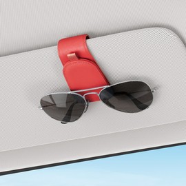 Sotfamily Sunglass Holder for Car Visor, Suede Cloth Magnetic Sunglass Organizer for Car Accessories, 2 Packs, Red