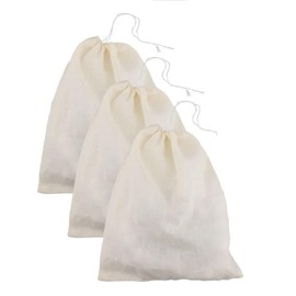 WUD 3pcs. Unbleached Muslin Cotton Cheese Cloth Bags for Kitchen,for Straining Juice or soup as Strainer, Making Sprouts, Cheese, Nut milk, Hung Curd, Sprouts,10x8inch