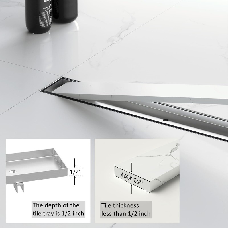 Sharpeye 32 Inch Linear Shower Drain with Tile Insert Grate,