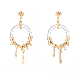 Resin Dripping Hoop Dangle Earrings for Women Metallic Acrylic Melting Abstract Cool Earrings Liquid Geometric Door Knocker Earrings Unique Deisgner Funky Statement Jewelry