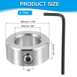 PATIKIL 5/8" Bore Shaft Collar, 304 Stainless Steel Shaft Locking Collars 1-1/8" OD Landing Gear Stopper Wheel Collar with M6 Single Set Screw for Drive Shafts Automotive Industrial