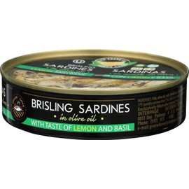 Grilled Catch Wild-Caught Baltic Brisling Sardines in Olive Oil with Lemon & Basil 5.6 oz (pack of 10) GMO & Gluten Free, Hand Packed, BPA-Free Pull-Top Can – Natural Omega-3, High Protein