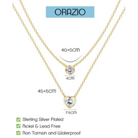 ORAZIO Sterling Silver Necklaces for Women Choker Necklaces Heart Zircon Butterfly Gold Necklace Chain Plated Layered Necklaces for Women Gold Necklaces Gold Jewellery
