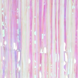 Rainbow Tinsel Foil Fringe Curtains Pink Metallic Tassel Curtain Party Streamers Backdrop for Graduation Birthday Wedding Disco Pastel Unicorn Mermaid Princess Party Decoration 3ft X 8ft