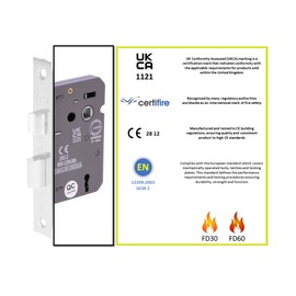 HANDLEZONE® 65mm (2 1/2 inch) Silver Nickel 3 Lever Mortice Sashlock for Internal Timber Doors, Security Key Operated Lock, Reversible Latch, CE & UKCA Approved - Fire Rated