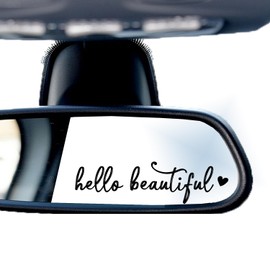 3 x Hello Beautiful Car Mirror Decal - Rearview Mirror Decal, Car Window Decal, Affirmation Car Stickers, Vinyl Car Decals Car Accessories