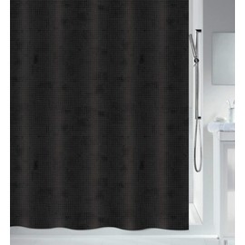 Spirella Mould Shower Curtain, Anti-Bacterial, Washable, Waterproof, Polyester, 180 x 200 cm, Black, Georges Noir, 180 x 200 cm