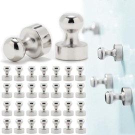 Belegao 30PCS Fridge Magnets Strong, Small Magnetic Push Pins Neodymium Magnet Heavy Duty for Kitchen Refrigerator, Whiteboard, Noticeboard, Home, Office and School Map, Memos, Photos, Crafts(Sliver)