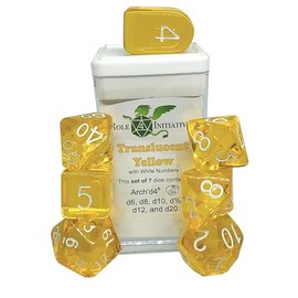 Translucent Yellow w/White - Set of 7 Dice Set of 7 w/Arch'd4
