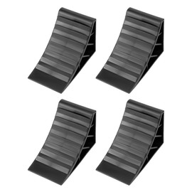 QWORK® Set of 4 Wheel Chocks Trailer Brake Chocks with Handle Black