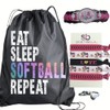 Softball Gift Bundle, Softball Adjustable Bracelet, Softball Ring, Drawstring Bag