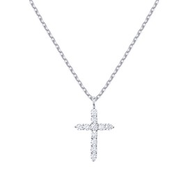 PAVOI 14K White Gold Plated Faith Necklace for Women | Faith Pendant | White Gold Necklaces for Women