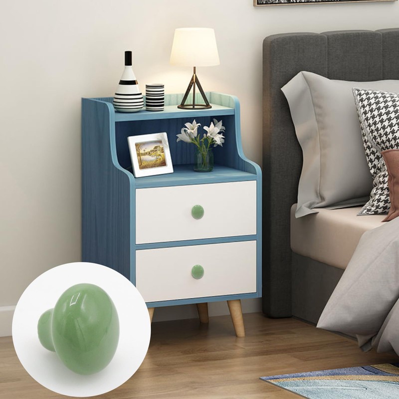 Joyangy 10Pack Ceramic Cabinet Knobs, 1.26Inch/32mm Green Round Drawer Dresser