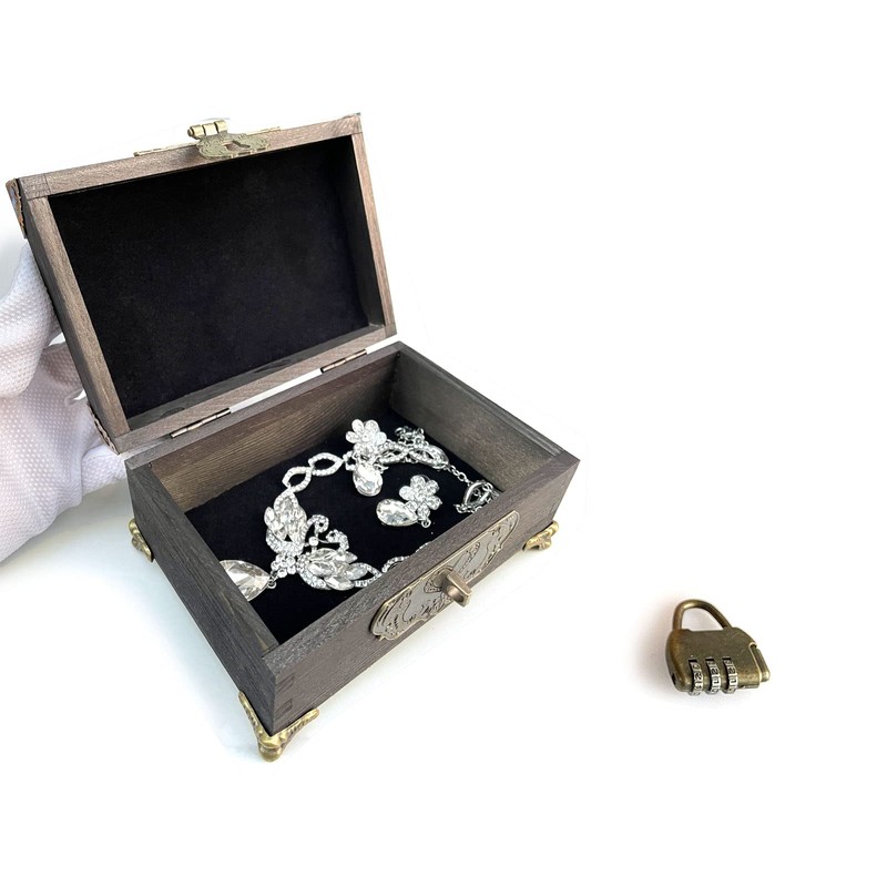 1 Set Jewellery Box Antique Lock Latch Hasp Hinges Handle