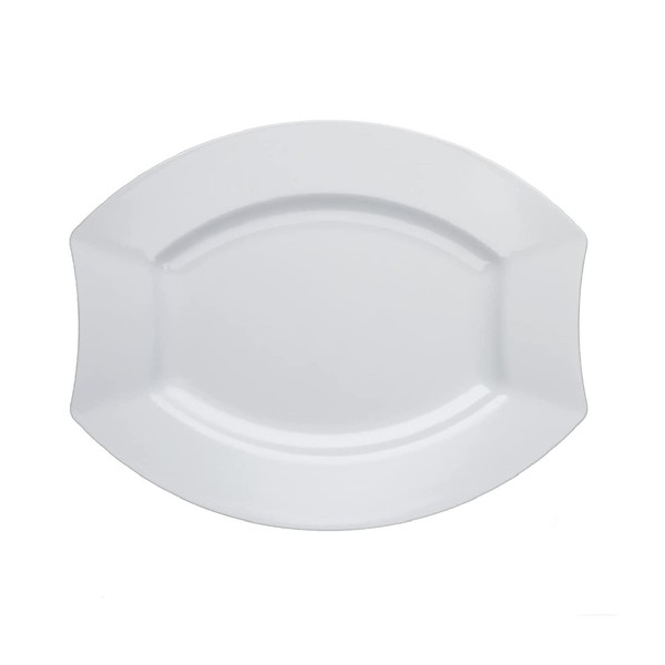 Party Essentials 20 Count Hard Plastic 5" Royalty Dinnerware Oval Dessert/Appetizer Plates, White