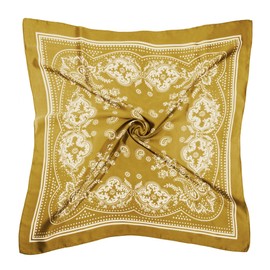 DOOBO 1 Pcs 27.5 Inches Satin Head Scarf Hair Scarf Silk Head Scarf Silk Bandana Silk Hair Wrap Neck Scarf Square Scarf for Women Girls(Yellow)