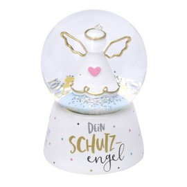 GRUSS & CO Dream globe angel motif, glass, polyresin, motif print, gift communion, confirmation, snow globe, white, height 6.5 cm, 46636