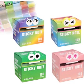 Bonito patrón de monstruo, divertido rollo de notas adhesivas transparentes de arco iris, bloc de notas de dibujos animados, regalo de regreso a la escuela para profesores y estudiantes (estilo 1)