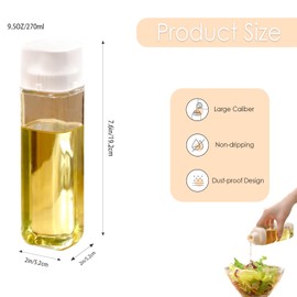 9 OZ/270ml Glass Oil Dispenser Set for Kitchen - No Drip Oil and Vinegar Dispenser Bottles