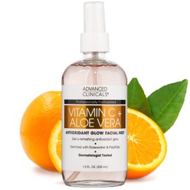 Advanced Clinicals Vitamin C Face Toner W/Ferulic Acid & Rosewater, Antioxidant Facial Mist Spray for Face, Skin Refreshing, Hydrating, & Non-Greasy Instant Hydration Facial Spray, Large 8 Fl Oz