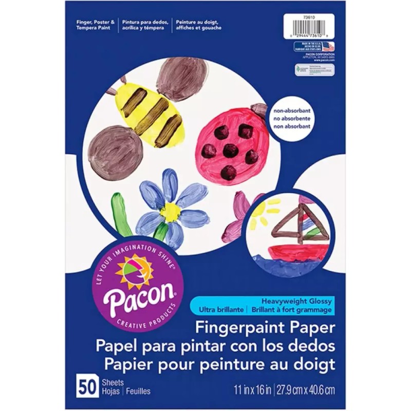 PACON PAC73610 핑거 페인트 종이 11인치 x 16인치 흰색 50매
