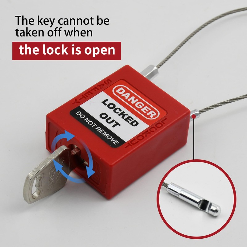 HiLKCO Lockout Tagout Safety Padlock Set Steel Cable Shackle with