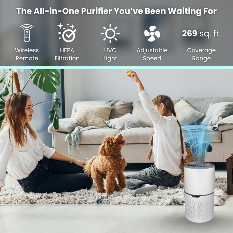 Equator Air Purifier for Pet Homes, HEPA + Activated Carbon