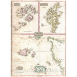 Historic Map - Pinkerton Map of Jersey, Guernsey, Scilly and Shetland, British Isles, 1818 - Vintage Wall Art - 24in x 36in