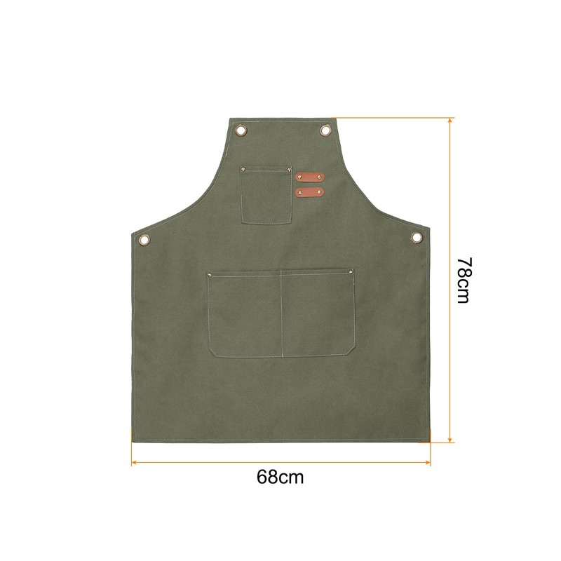 sourcing map Canvas Chef Aprons 78x68cm Adjustable Strap Cross Back