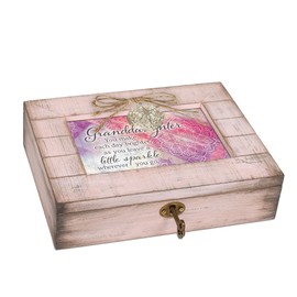 Cottage Garden Granddaughter Sparkle Blush Pink Distressed Locket Music Box Plays You are My Sunshine
