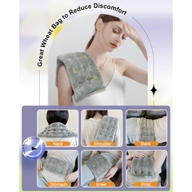 Microwavable Heating Pad for Neck Shoulders Period Cramps & Back, Portable Magic Bag Heat Pad Microwavable, 40 * 14cm, Unscented Grey