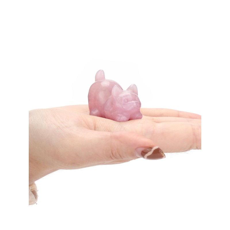 JSDDE Rose Quartz Crystal Cat Figurine for Cats Lovers Cute