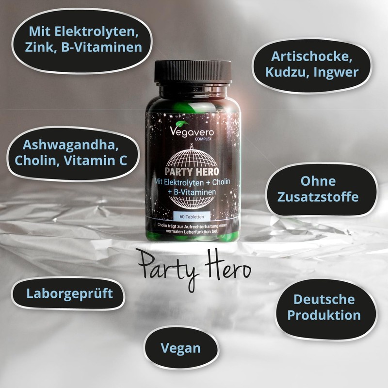 Party Hero Hangover Kit | 60 Tablets | 14 Natural