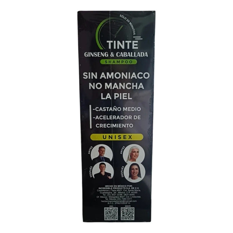 Shampoo Tinte Ginseng Caballada Acelerador Color Castaño