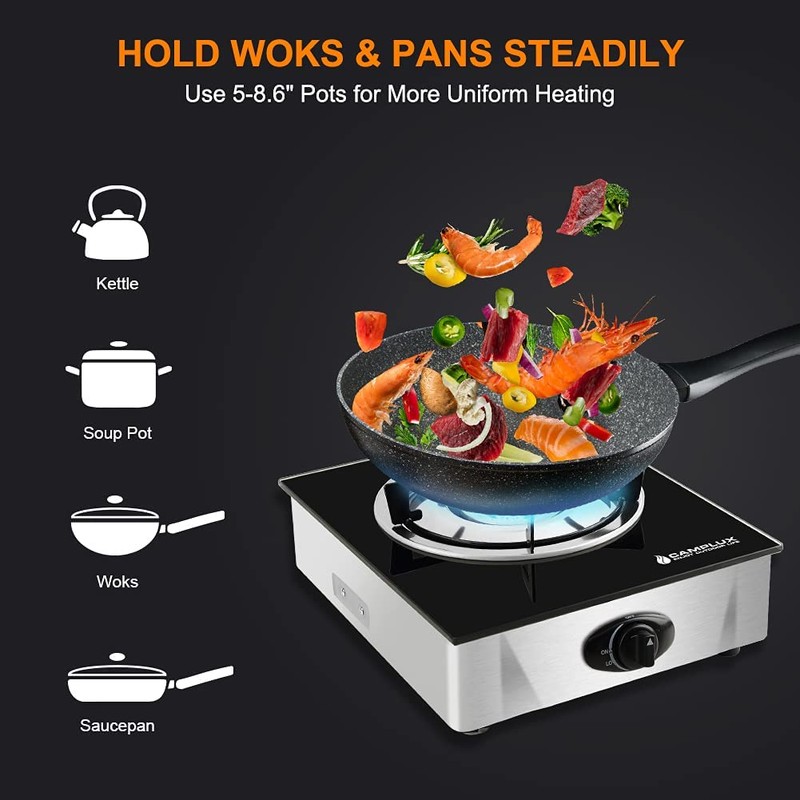 Camplux Propane Stove with Auto Ignition, Single Burner Propane Stoves