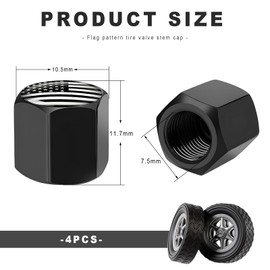 4 PCS Tire Valve Stem Caps, Cute Cow Print Airtight Dust Proof Tire Valve Covers, Corrosion Resistant Aluminum Wheel Stem Caps for Cars, Trucks, SUVs (Black & White Flag)