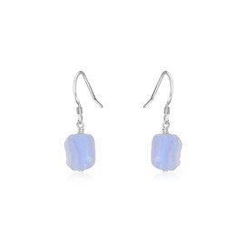 Blue Lace Agate Raw Nugget Earrings in Sterling Silver