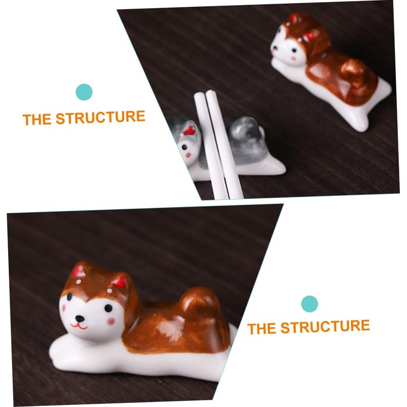 CIYODO 4Pcs Ceramic Dog Chopstick Holder Rests Cute Table Ornament
