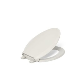 KOHLER 4636-RL-47 Cachet ReadyLatch Elongated Toilet Seat Slow Close, Soft Close Toilet Seat Quiet Lid, Contoured Grip-Tight Bumpers Installation Hardware, Apartment Essentials. Almond