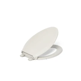 KOHLER 4636-RL-47 Cachet ReadyLatch Elongated Toilet Seat Slow Close, Soft Close Toilet Seat Quiet Lid, Contoured Grip-Tight Bumpers Installation Hardware, Apartment Essentials. Almond