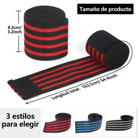 Par de Wraps para Rodilla Vendas de Rodillas para Gimnasio Rodilleras de Compresión Ajustables y Elasticas para Hombres y Mujeres,Provee Apoyo para Levantamiento de Peso- Rojo