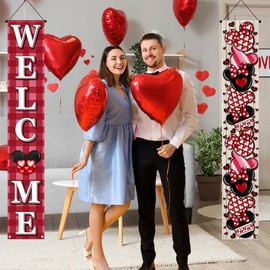 Valentines Day Decorations Galentines Day Porch Banner Pink Cartoon Mouse Decor Valentines Day Decorations for Home Party