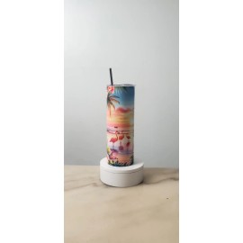 handmade sublimation Famingo Sunset Tropical Tumbler
