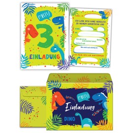 Junaversum 8 Invitations for 3rd Children's birthday boy dinosaur invitations third birthday, Fun