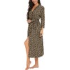 PrinStory Women's Bathrobe, Lightweight, 3/4 Sleeve, Dressing Gown, V-Neck, Kimono