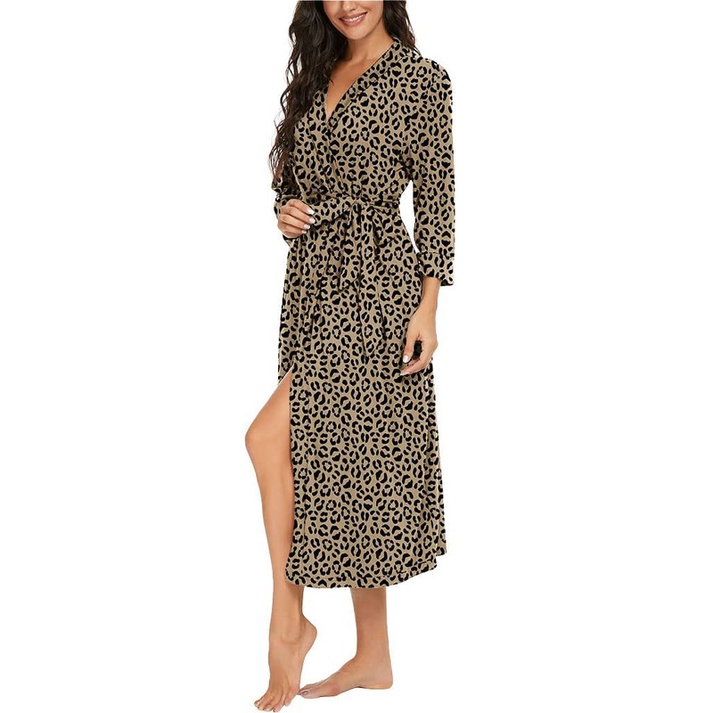 PrinStory Women's Bathrobe, Lightweight, 3/4 Sleeve, Dressing Gown, V-Neck, Kimono