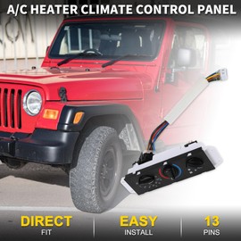 TUCKBOLD A/C Heater Climate Control Panel for Jeep Wrangler TJ 13 Pin Durable No.55037473AB | Front A/C Heater Climate Control Module Black 1 Set