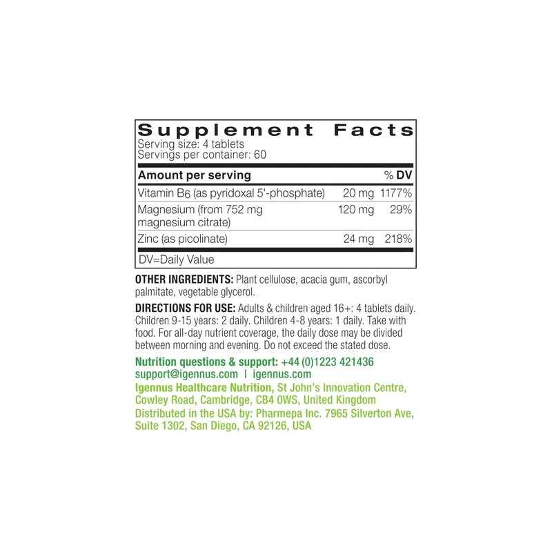 Igennus Neurobalance Zinc Magnesium B6 240 Tabletas