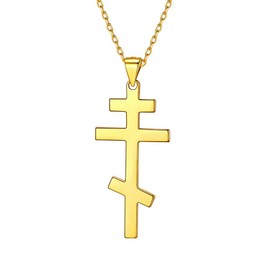 PROSTEEL Russian Orthodox Cross Necklace For Men Gold Plated Silver Pendant Chain Greek Russian Eastern Orthodox Cross