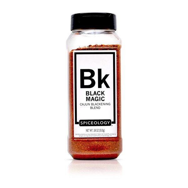 Spiceology - Black Magic - Cajun Blackening Spice Blend - Spicy Creole Dry Rub and Seasoning - Use On: Beef, Chicken, Mac N' Cheese, Turkey, Butter, Seafood or Nuts - 18 oz